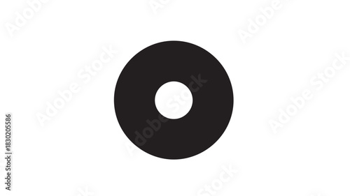 Simple black circle with a hole a minimalist vector glyph isolated on white background for graphic design
