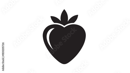 Minimalist strawberry icon simple flat vector glyph isolated on white background for app and web design