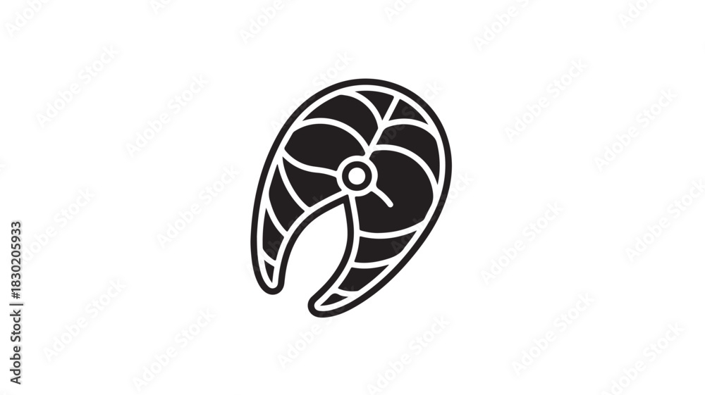 Fototapeta premium Salmon steak icon simple flat vector illustration isolated on white background for menu or web design