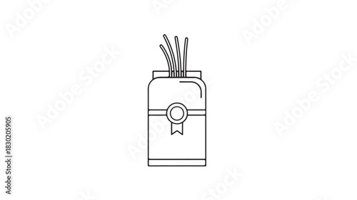 Minimalist reed diffuser line art simple vector illustration for home fragrance isolated on white background
