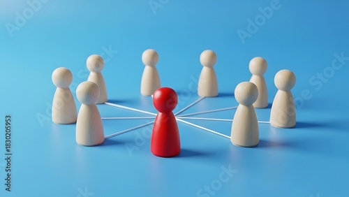 Visualizing Central Leadership and Its Pivotal Role in Connecting and Influencing an Entire Team or Organizational Network, Emphasizing Guidance and Strategy