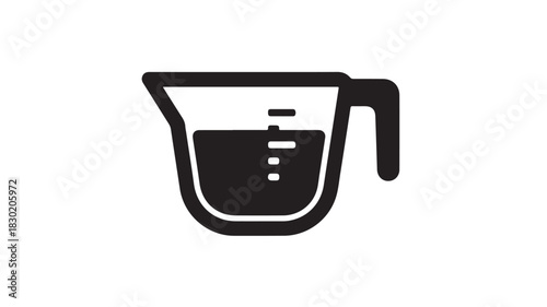 Measuring cup icon simple black glyph vector illustration isolated on white background for cooking and baking applications