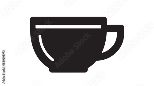 Coffee cup icon simple black glyph design isolated on white background for cafe menu and app design