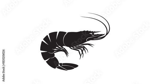 Shrimp silhouette vector illustration of a prawn isolated on white background perfect for seafood restaurant menus and branding
