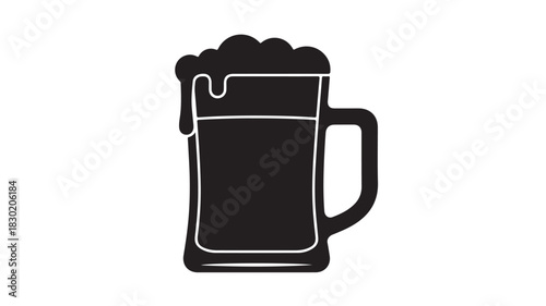 Black beer mug icon simple flat vector illustration isolated on white background for menu design and pub promotions