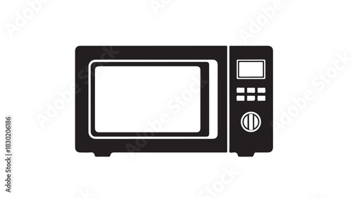 Microwave oven vector icon simple black silhouette isolated on white background