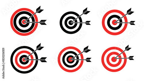 Illustrative Collection of Target Boards Hit by Arrows Representing Accurate Aim