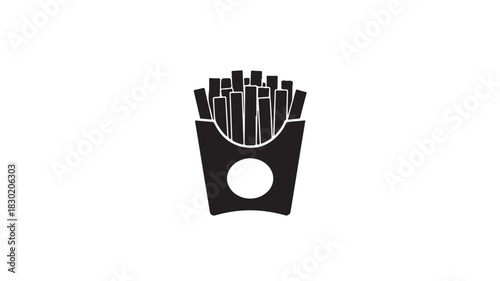 French fries icon simple black glyph vector illustration isolated on white background