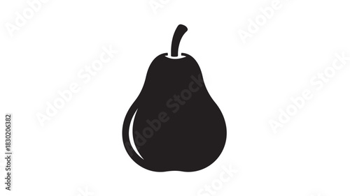 Simple pear icon black silhouette vector illustration isolated on white background