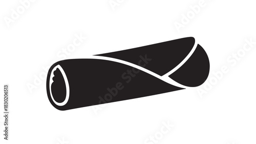 Black and white burrito icon simple vector glyph illustration isolated on a white background
