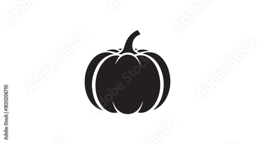 Black pumpkin silhouette simple vector illustration for Halloween isolated on white background