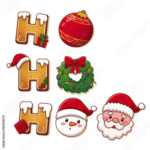Cute Christmas “Ho Ho Ho” Cookie Clipart Set