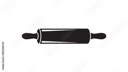 Rolling pin vector icon simple black silhouette for bakery or cooking design isolated on white background