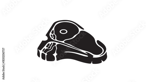 Black and white lamb chop icon simple vector illustration of a meat cut isolated on white background