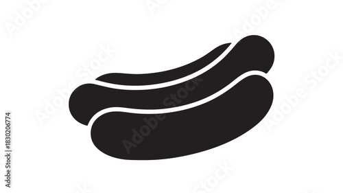 Hot dog icon simple black glyph vector illustration isolated on white background for fast food menus and designs