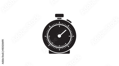 Stopwatch icon in simple black silhouette vector illustration for time management and sport applications isolated on white background