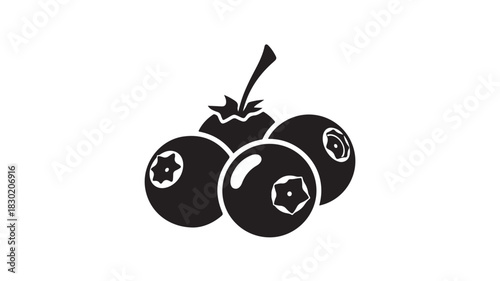 Blueberry bunch icon simple vector glyph illustration isolated on white background for food and beverage design