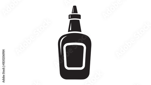 Black silhouette of a sauce bottle vector illustration of condiment container isolated on white background