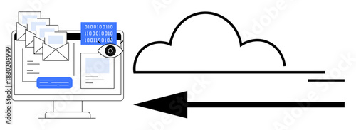 Cloud data transfer concept. Cloud data transfer highlights secure file sharing and email monitoring. Cloud data storage, cybersecurity, and networking are enhanced through cloud data transfer. Ideal