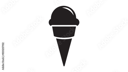 Simple ice cream cone icon black glyph vector illustration for summer dessert concepts isolated on white background