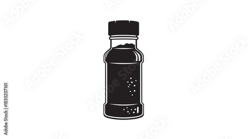 Black pepper bottle illustration simple vector drawing of spice container isolated on white background