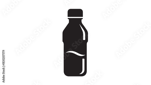 Black and white water bottle icon simple flat vector illustration isolated on white background for web design