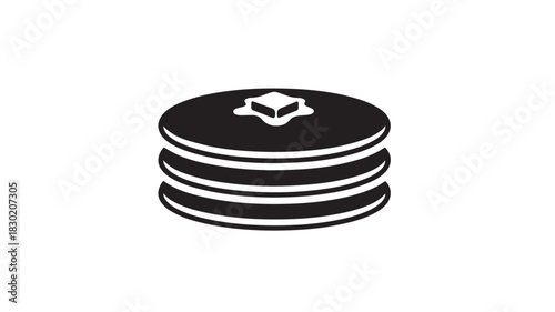 Pancakes stack with butter simple flat vector icon isolated on white background for menu design and breakfast concepts