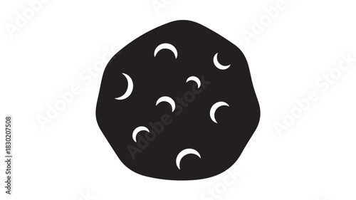 Vector illustration of a moon rock or asteroid simple flat design element isolated on white background