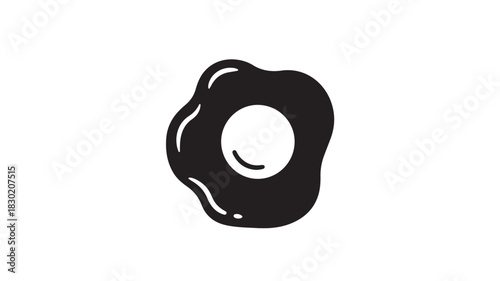 Fried egg icon simple black glyph vector illustration isolated on white background for menu design and food-related projects