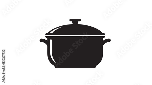 Black pot icon with lid simple flat vector illustration for cooking and kitchen design isolated on white background