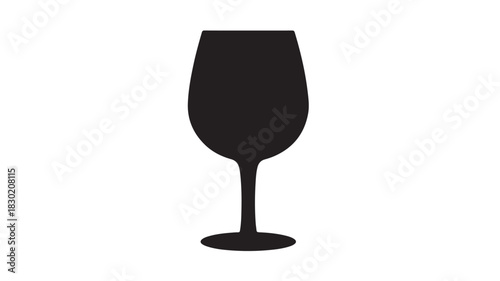 Elegant wine glass silhouette simple black vector illustration isolated on white background for bar or restaurant design