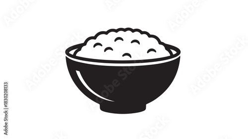 Bowl of rice icon simple flat vector design isolated on white background for menu or infographic