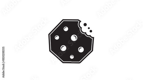 Cookie icon with a bite simple flat vector design isolated on white background for app and web design