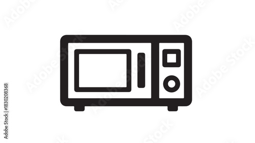Microwave oven icon simple line art vector illustration isolated on white background for appliance concepts