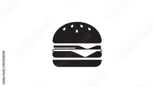 Burger icon simple flat vector glyph isolated on white background for menu design and fast food apps
