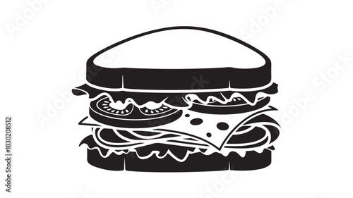Black and white sandwich illustration a simple vector graphic perfect for menus and food-related designs