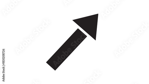 Simple arrow icon pointing up and right flat vector glyph for navigation and direction isolated on white background