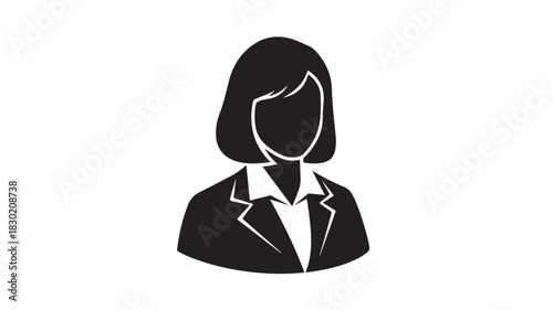 Silhouette of a businesswoman in a suit vector icon for user profile isolated on white background