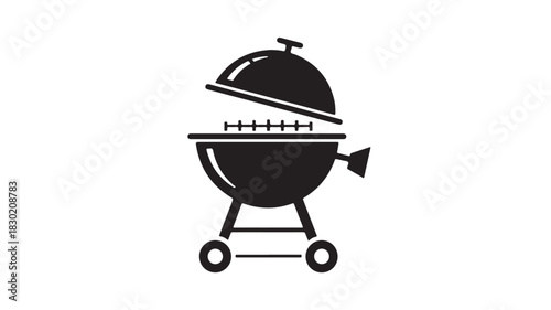 Grill icon simple black vector illustration of barbecue equipment isolated on white background