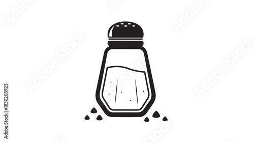 Salt shaker vector icon simple flat black and white design isolated on a clean background