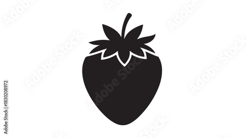 Minimalist strawberry icon simple flat vector design isolated on white background
