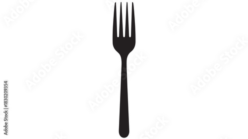 Simple black fork illustration a minimalist flat vector design isolated on white background