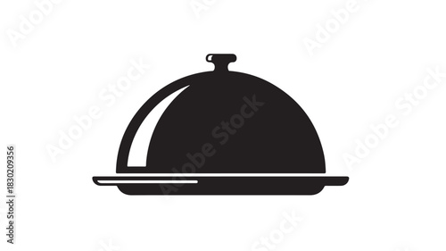 Elegant food platter icon simple black glyph vector illustration isolated on white background for restaurant menus and catering services
