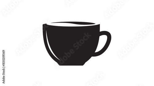 Black coffee cup icon simple flat vector glyph isolated on white background for cafe menu or app design