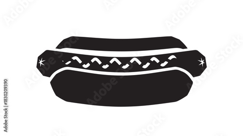 Hot dog icon simple black glyph vector illustration isolated on white background for fast food menu design