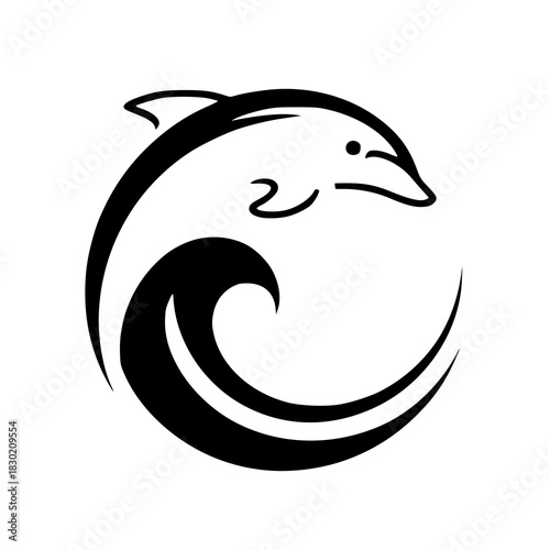 A graceful dolphin dancing with the waves — this stylish vector illustration is ideal for coastal branding, aquatic logos, and nature-inspired visuals.