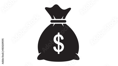 Money bag icon simple flat vector illustration isolated on white background for finance and business concepts