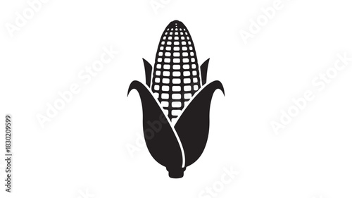 Black and white corn icon simple vector illustration of maize isolated on a white background