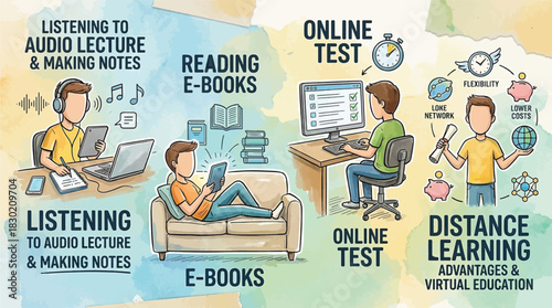 Distance Learning and Education Illustration Concept