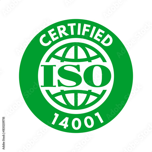 iso 14001 environmental management system certified, vector illustration isolated on white background